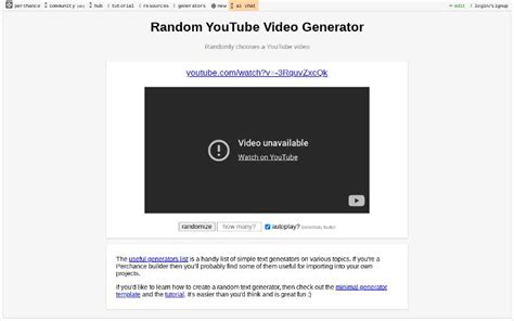 Random YouTube Video Generator